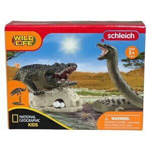 Schleich Wild Life Crocodile & Snake Playset With 4 Pieces National Geographic